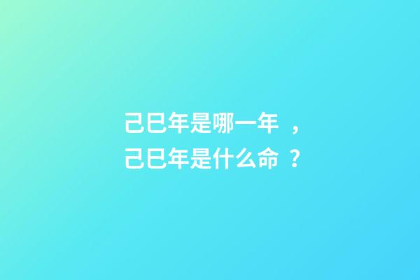 己巳年是哪一年，己巳年是什么命？